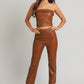 Brown Faux Leather Corset Tube Top
