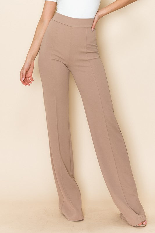 Gina High Waisted Wide Leg Dress Pants in Taupe - Munroes