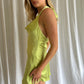 Lime Satin Cowl Neck Halter Neck Mini Dress - Munroes