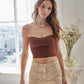 Mocha Corset Knit Strapless Crop Top - Munroes