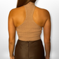 Karina Knit Crisscross Halter Crop Top in Taupe - Munroes