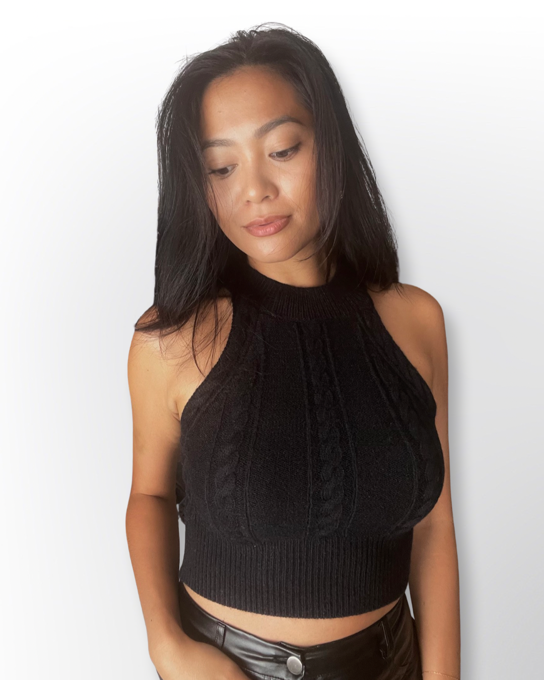 Black Cable Knit Sweater Top - Munroes