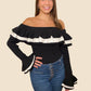 Melissa Ruffle Sweater Off Shoulder Top in Black - Munroes