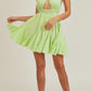 Lime Gingham Plaid Cut Out Halter Dress - Munroes