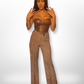 The Meredith High Waisted Plaid Brown Pants - Munroes