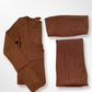 Brown 3 Piece Knit Cardigan & Midi Skirt Set - Munroes