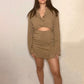 Melina Khaki Cut Out Blazer Dress - Munroes