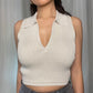 Riley Collared Knit Crop Top - Munroes