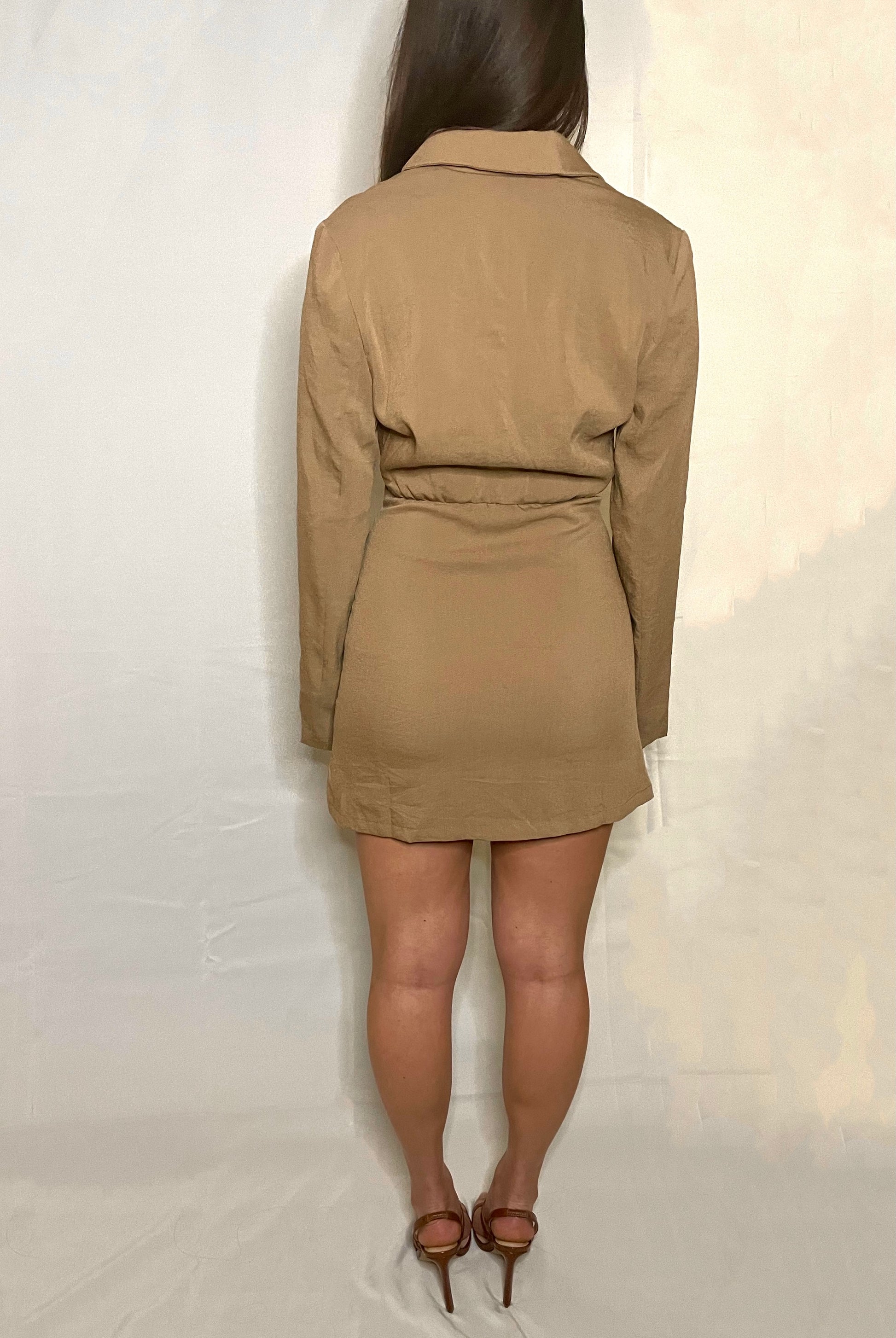 Melina Khaki Cut Out Blazer Dress - Munroes